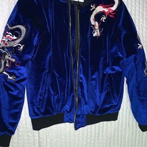 Suede Blue Exclusive Jacket W/Embroidered Design